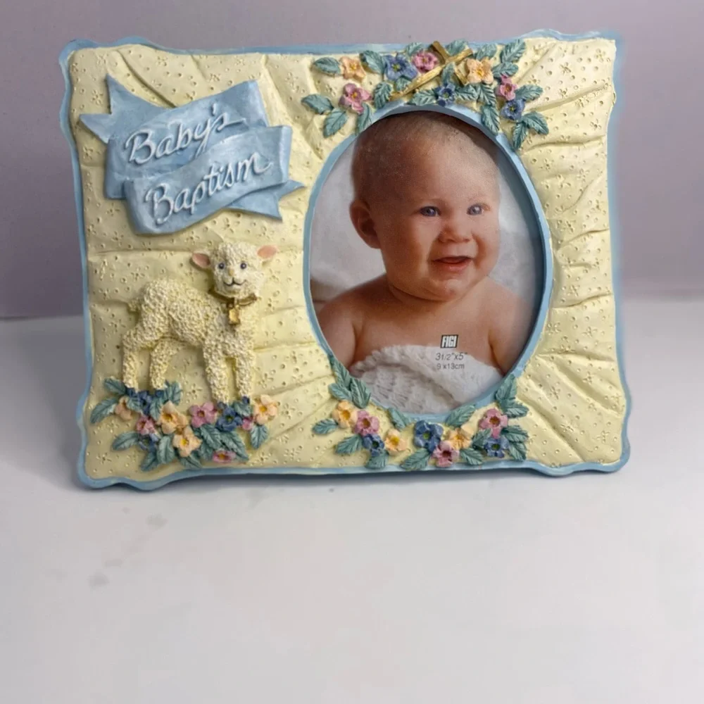 FIGI Picture Frame, 3D Ceramic, Hand Painted Baby Boy’s Christening.